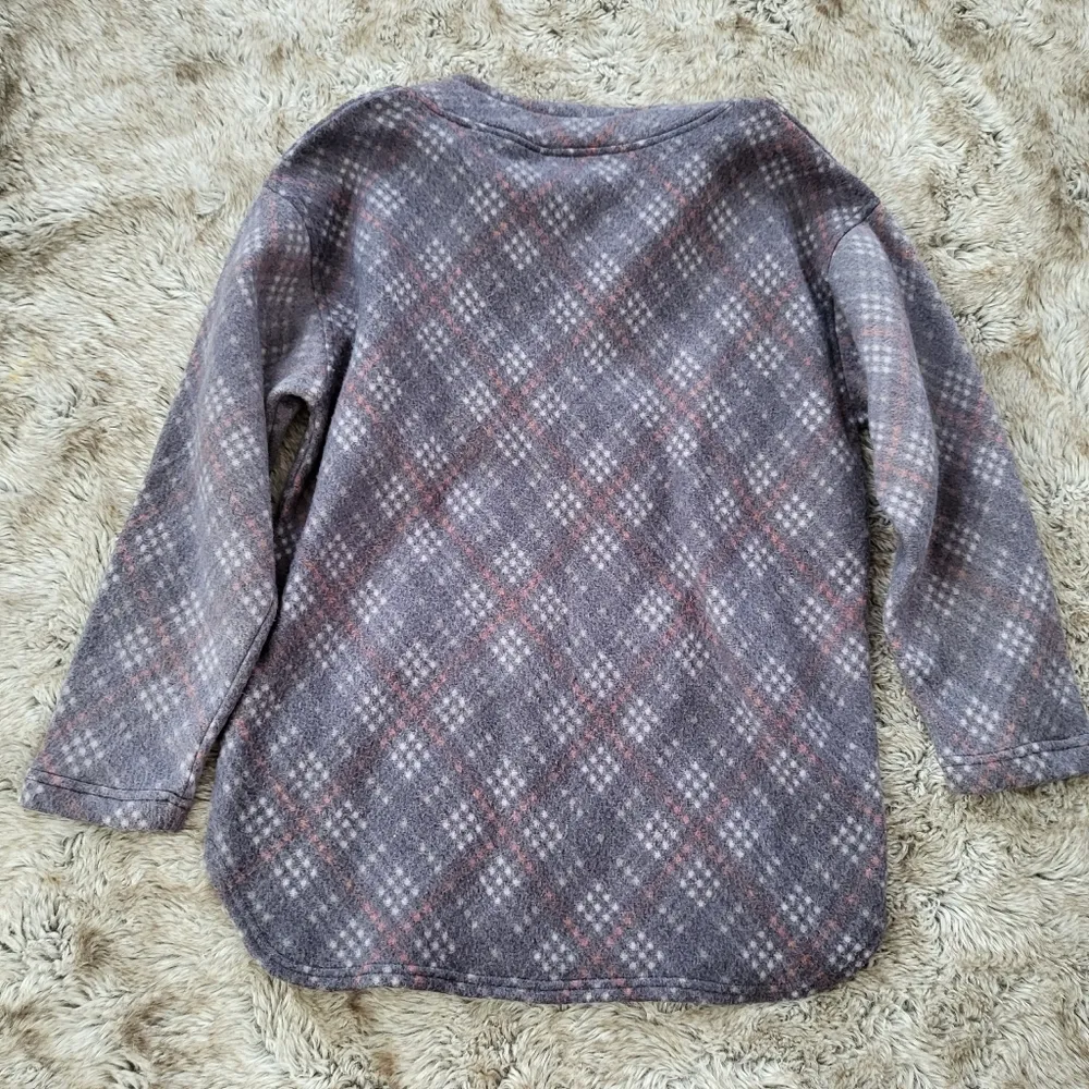 Alpine Express Tartan Plaid Quarter Zip Fleece Long Sleeve Shirt Gray Size Small - Image 6