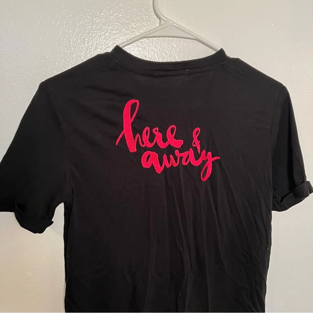 Maje T-Shirt Black Pink Embroidered Paris Here & Away - Image 9