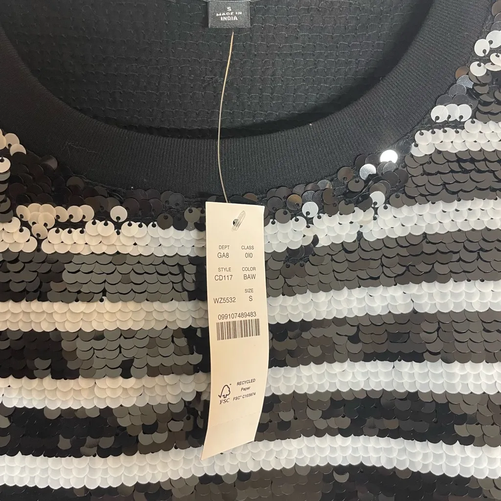 J. Crew Monochrome Sequin Stripe Top - Image 3