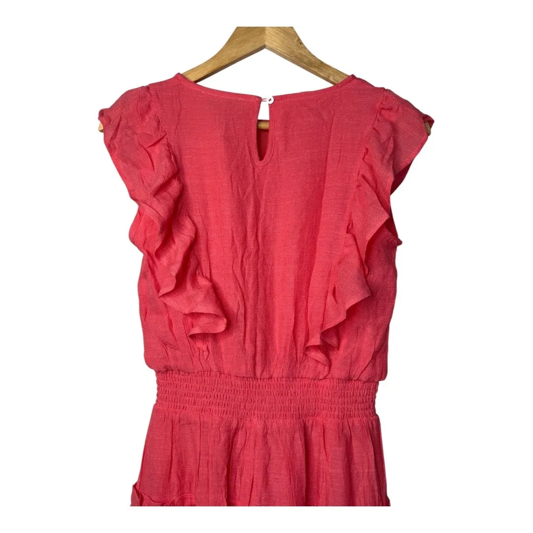 HYFVE Coral Ruffle Sleeveless Dress Smocked Waist Tiered Summer‎ Size Small NWOT - Image 6
