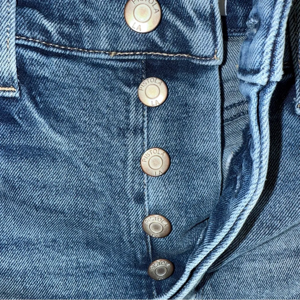 Pistola Button Fly High Rise cropped distressed Jeans Cotton Edgy Baddie 28 - Image 4