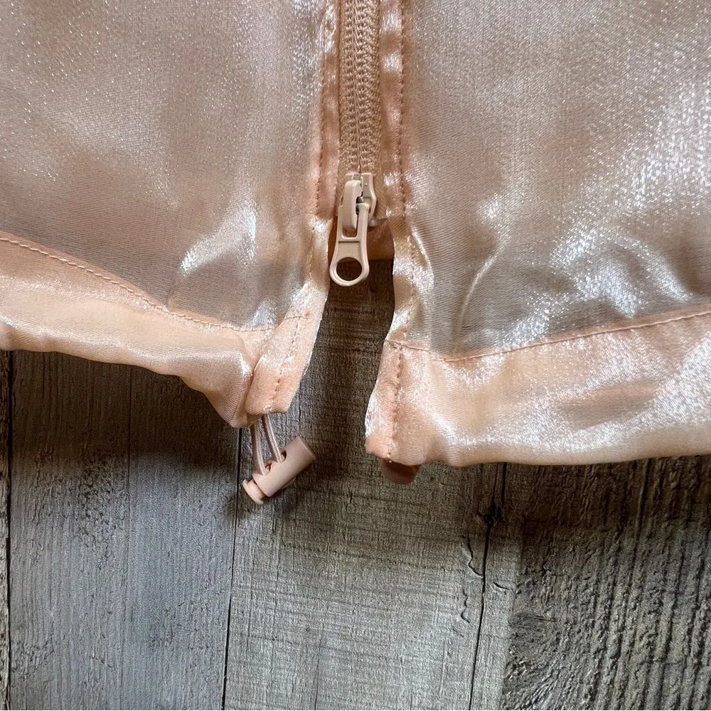 Future Collective Peach Color Organza Hooded Jacket w/Zippered Front & Pockets - Image 7