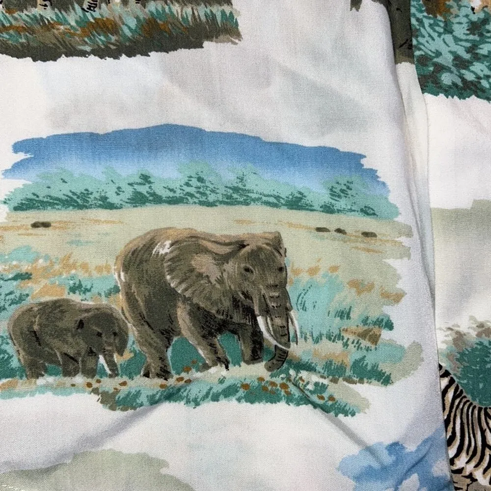 Vintage Liz Wear 90's casual button down safari animals zebra lions elephants White Size L - Image 8