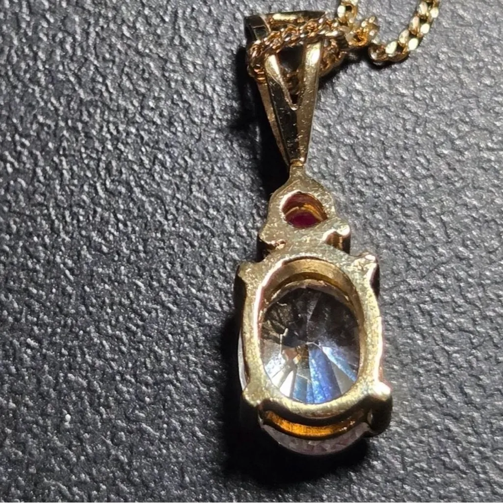 Elegant 925 Gold and ruby Pendant Necklace - Image 5