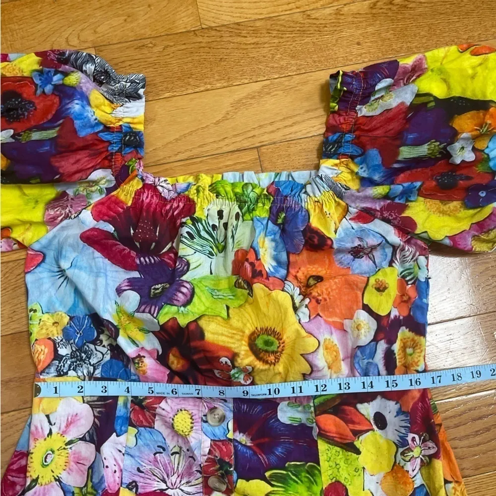 Walter Baker Kylie Dress Cotton floral colorful off shoulders puff sleeves Sz 12 - Image 12