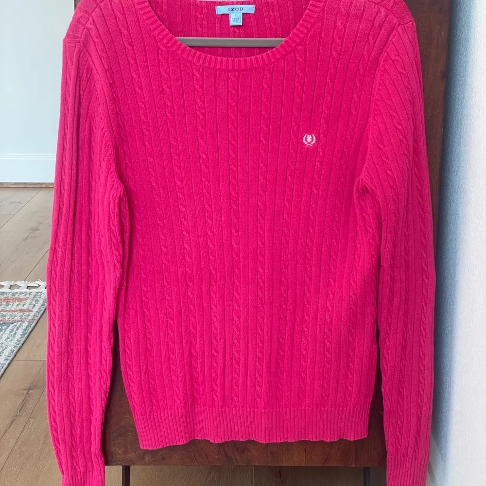 Izod Women's Pink Cable Knit Sweater size Large - Image 7