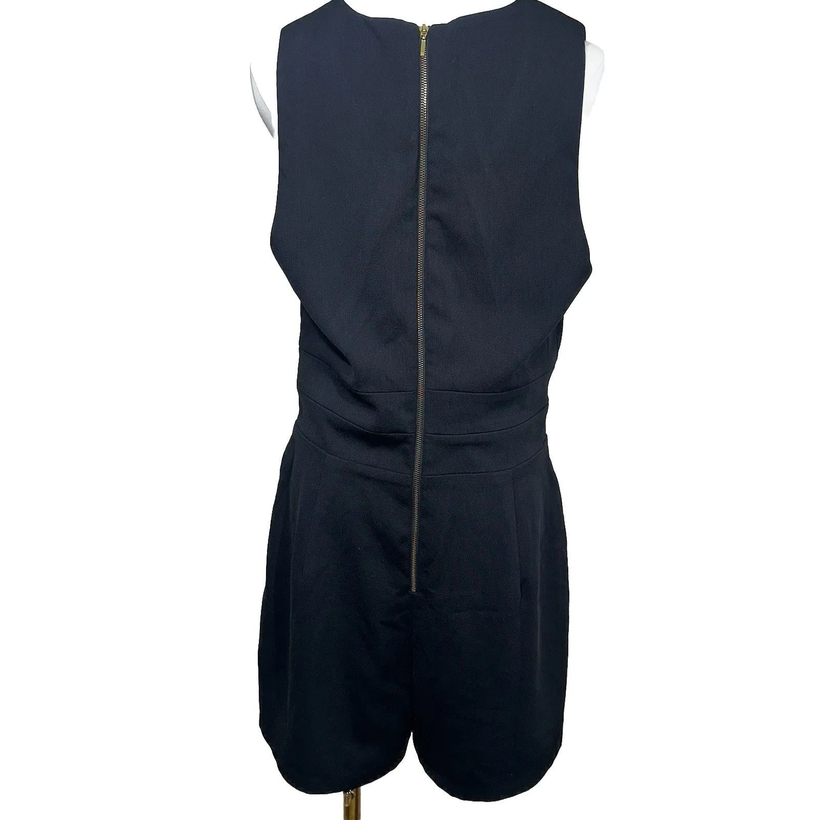 GB Collection Women’s Romper Size XL Black Sleeveless V-Neck Belted Pocket Dress - Image 5