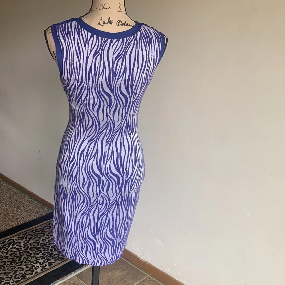 REISS Nineteen Seventy-One Sleeveless Zebra Print Purple Sheath Dress Sz 6 - Image 9