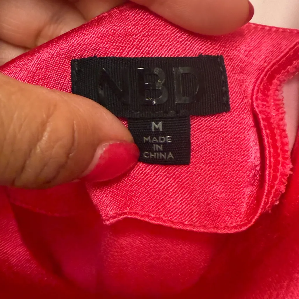 NBD Maelle Romper Hot Pink Self-tie Straps Satin Feel Fabric cowl neckline XS - Image 7