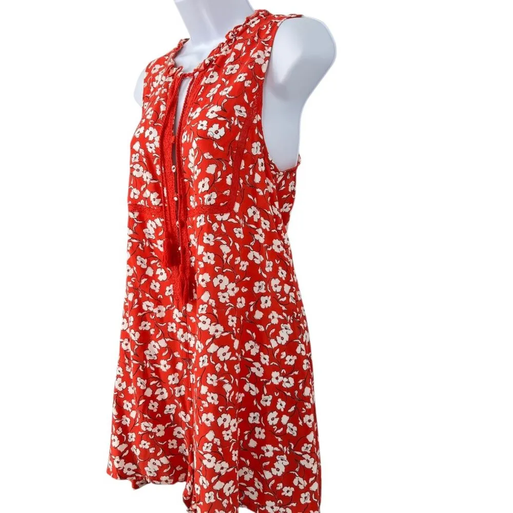 Spiritual Gangster Red Floral Romper with Tassels Size Small - Image 5
