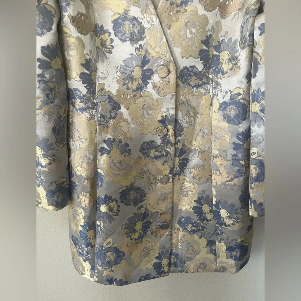 Bardot Floral Jacquard Puffy Long Sleeve Minidress With Buttons Women’s Size 6 - Image 6