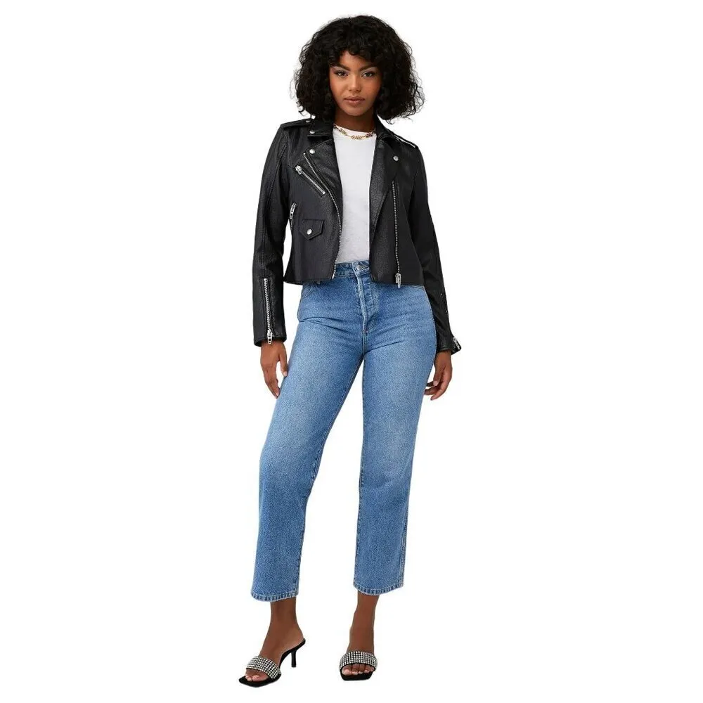 BlankNYC Cropped Vegan Leather Moto Jacket in Morning Gram XSmall Womens Faux - Image 13