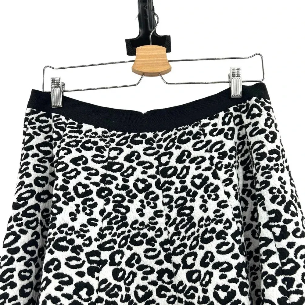 Rebecca Taylor Leopard Print‎ Flip Skirt Black Gray Size 10 - Image 4