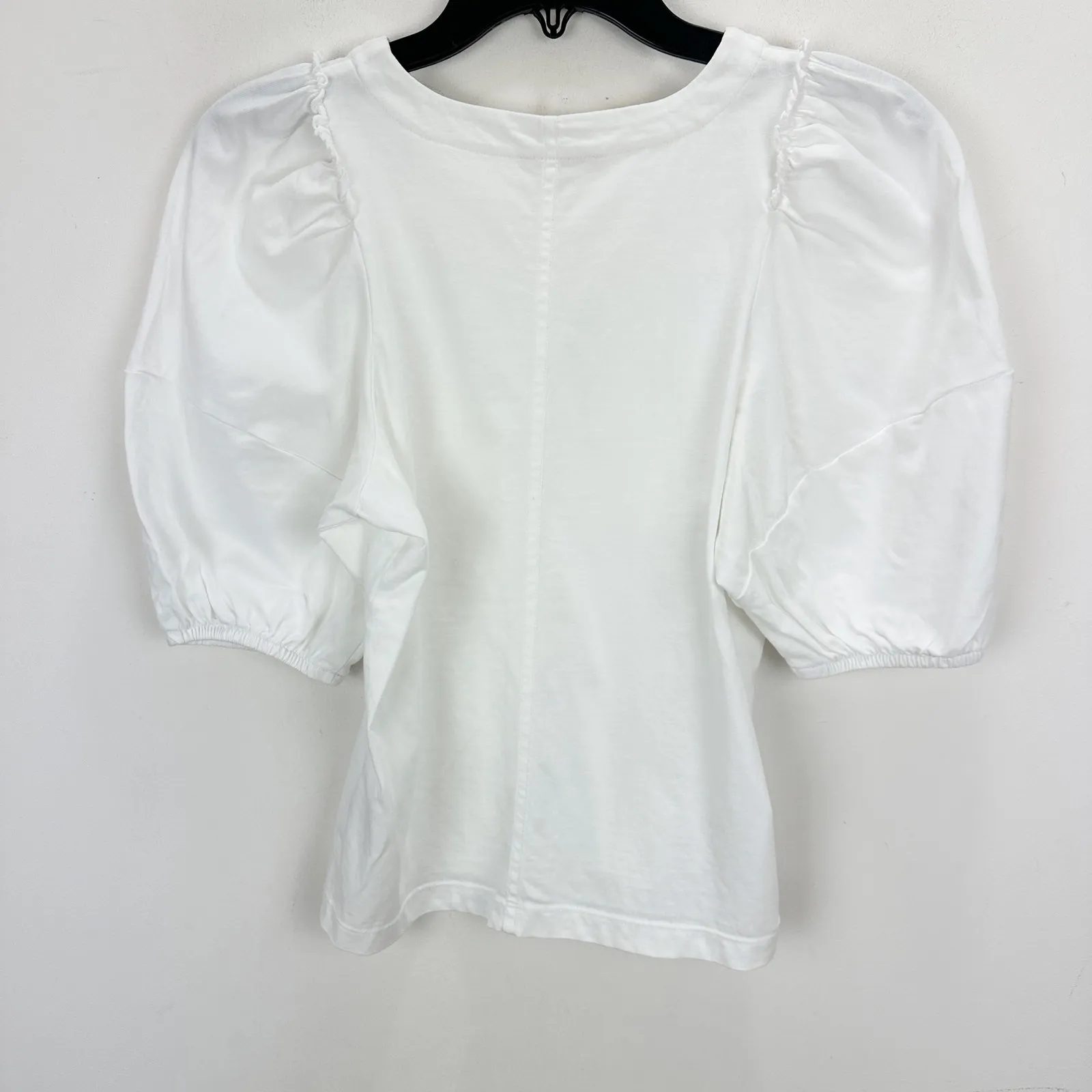 Madewell Puff Sleeve Tee Shirt Cotton Top Relaxed Minimalist Eyelet White XS NWT - Image 8