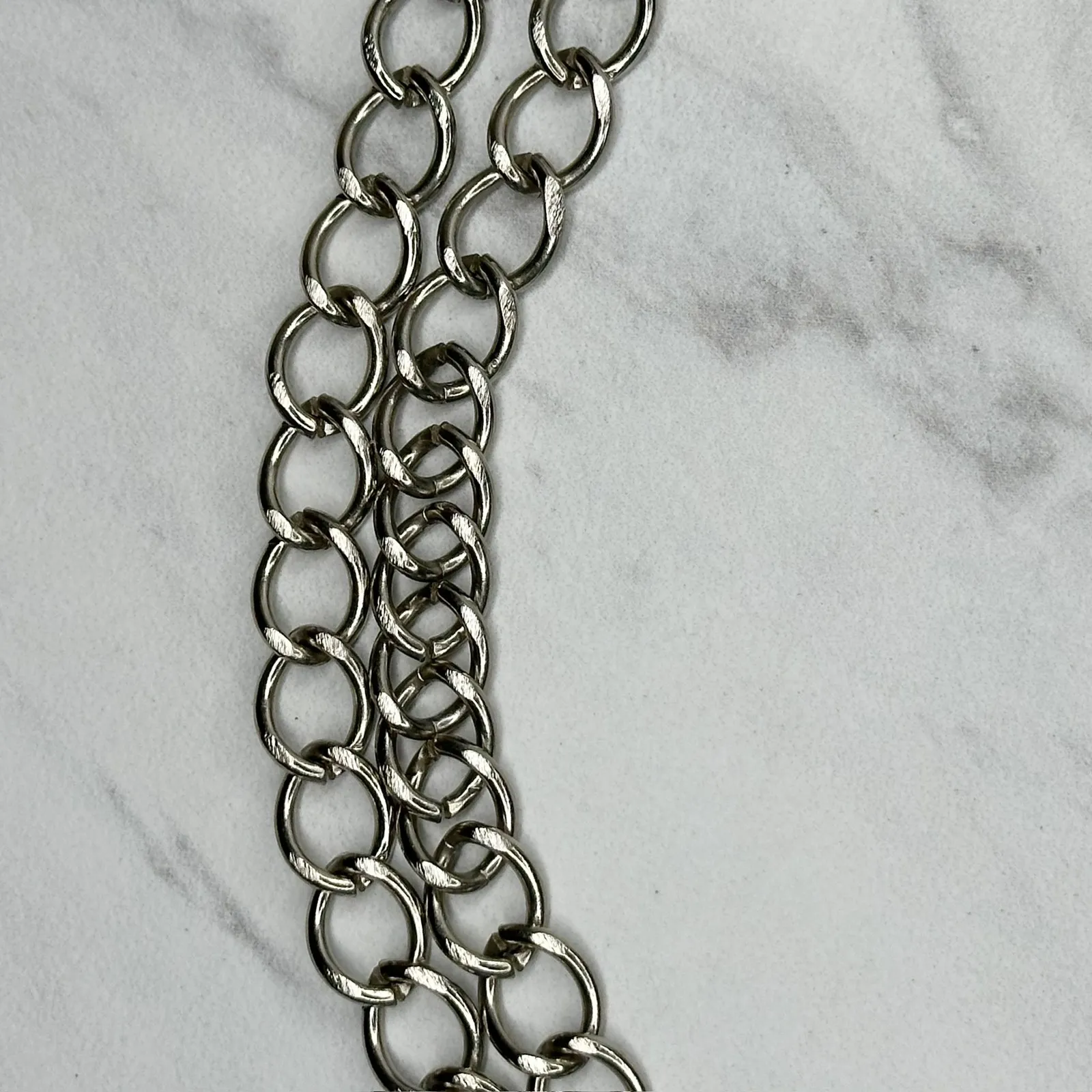 Womens Silver Tone Rhinestone Chain Link Belt Y2K Style Medium/Large (M/L) ✨ - Image 9