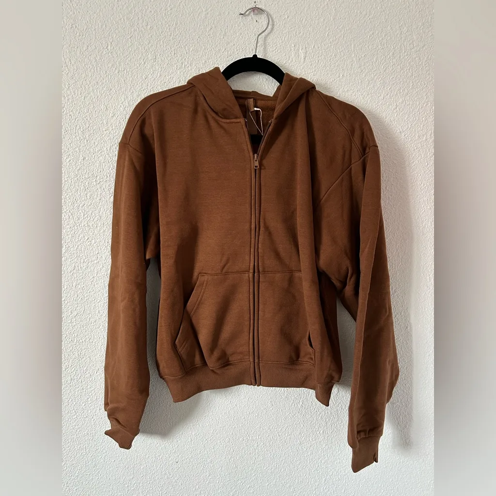 Skims classic fleece 2 piece set hoodie and pants bison sz small Nwt - Image 5