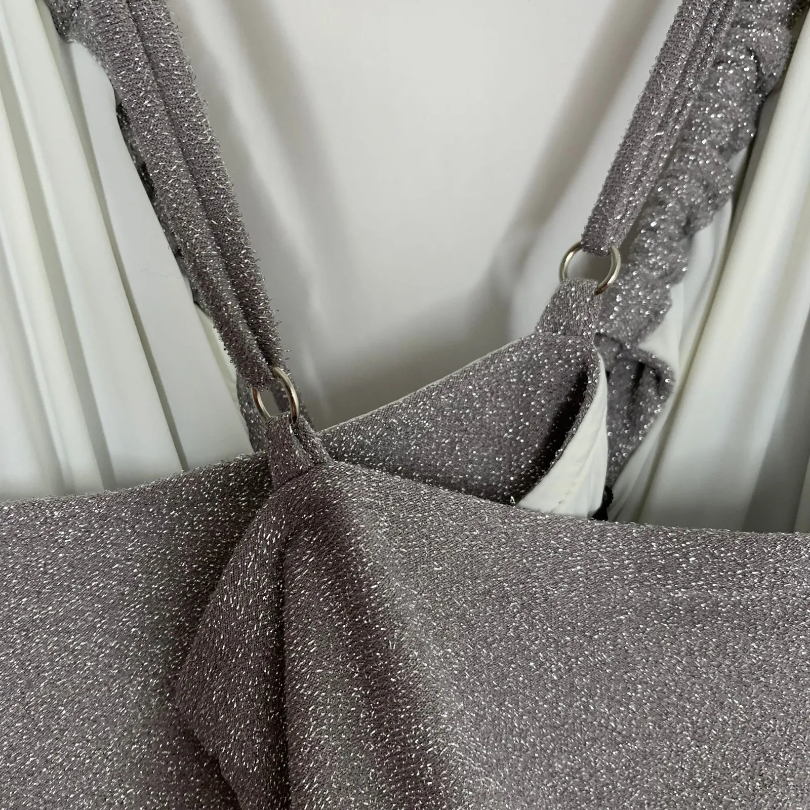 Patbo Lurex Cut Out Maxi Lace Up Dress Silver Sparkle Womens Glamorous Size 10 - Image 5