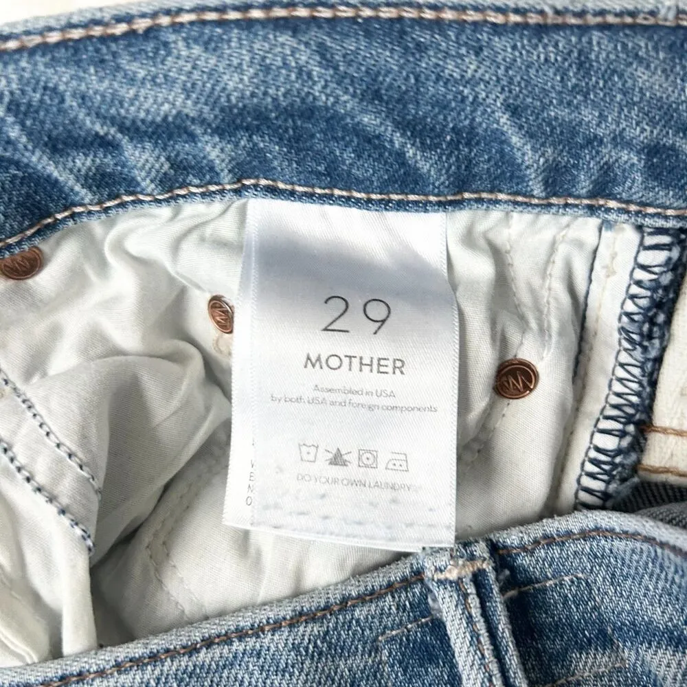 Mother The Insider Ankle Mid Rise Flare Jean Bloom And Doom Distressed Size 29 Blue - Image 7