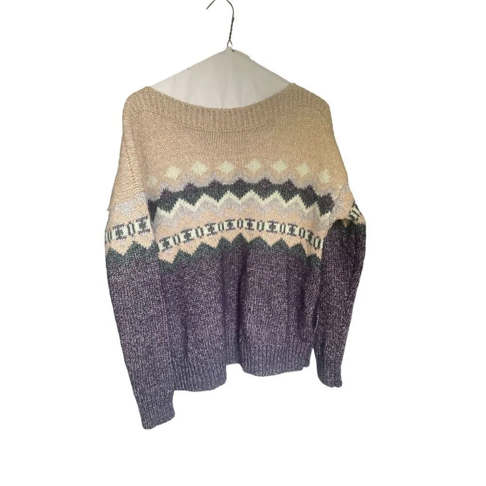 Victoria Secret Alpaca Wool Blend Pullover Sweater Blue/ Brown Size S/P - Image 2