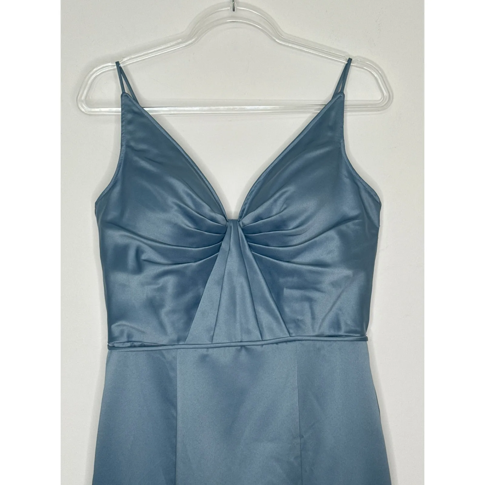 2000s Morilee Madeline Gardner Slate Blue Satin Formal Gown medium - Image 5