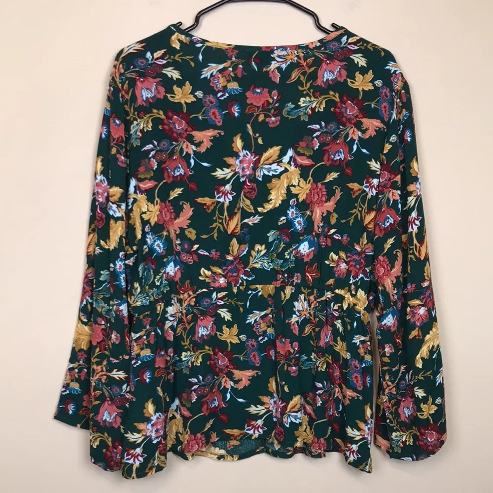 Frye Women’s Boho Floral Multi-Color Defined Waist Button-Up Long Sleeve Blouse - Image 6