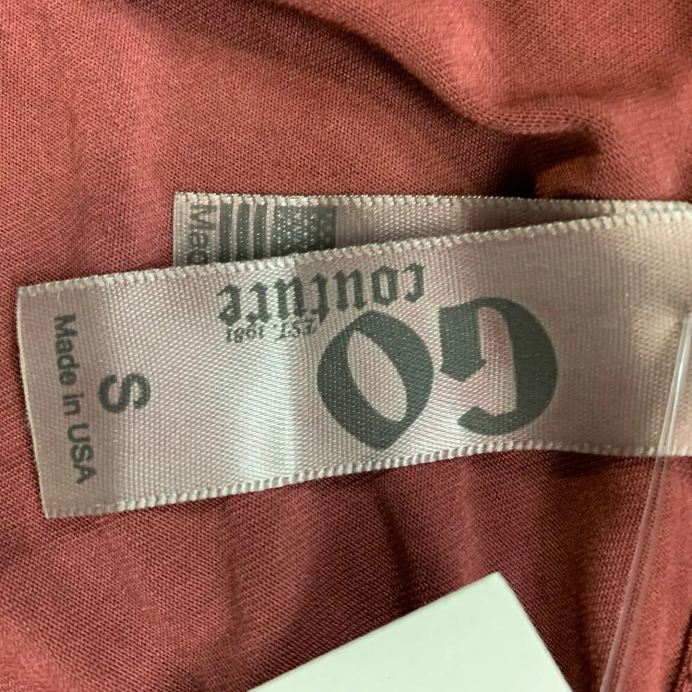 Go Couture One Shoulder Top SMALL Ruffle Batik Tunic Burgundy Art to Wear USA - Image 5