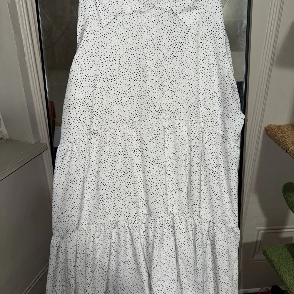 White Polka Dot Long Sleeve Dress - Image 3