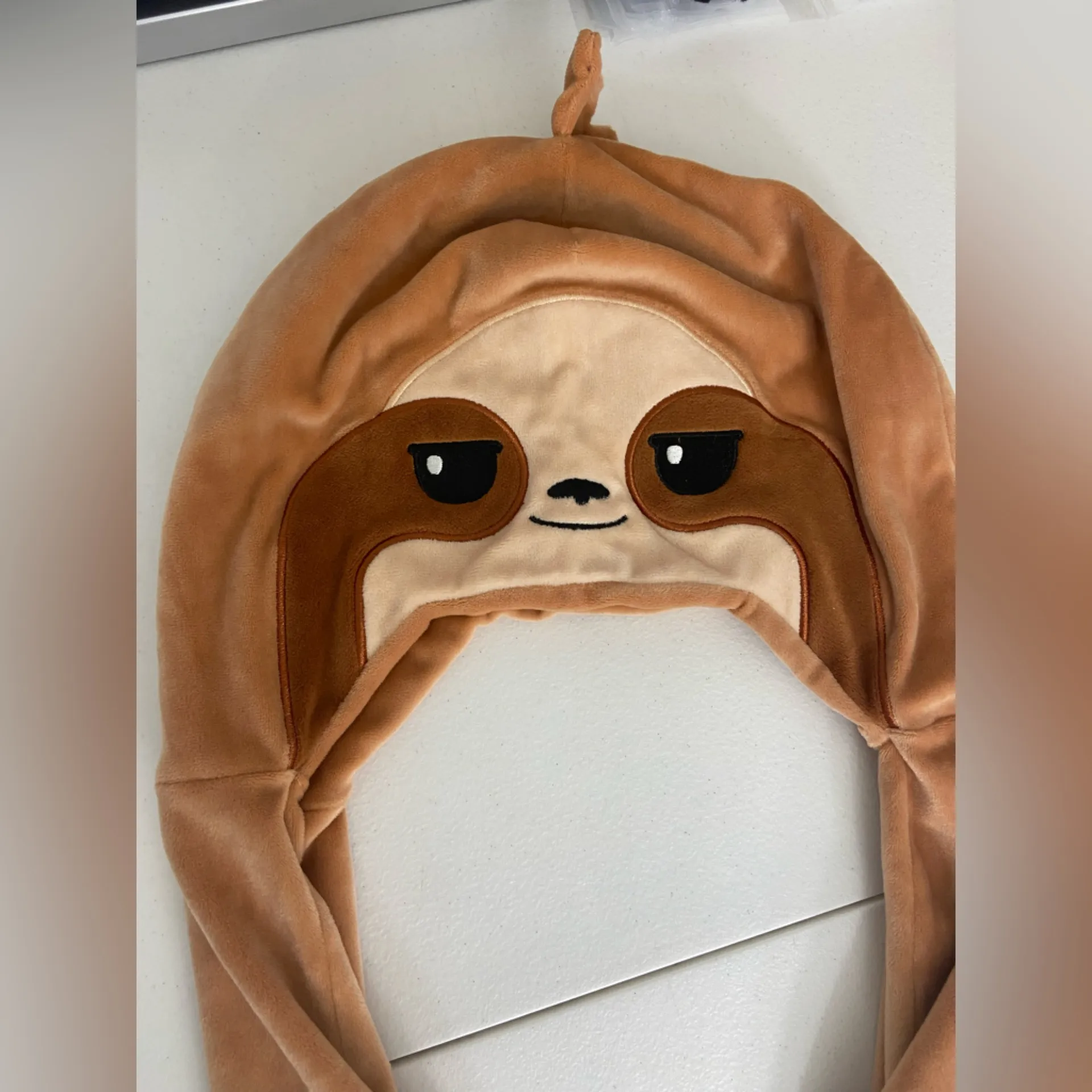 NWOT Teeturtle‎ young adult youth sloth soft warm long winter hat Brown - Image 3