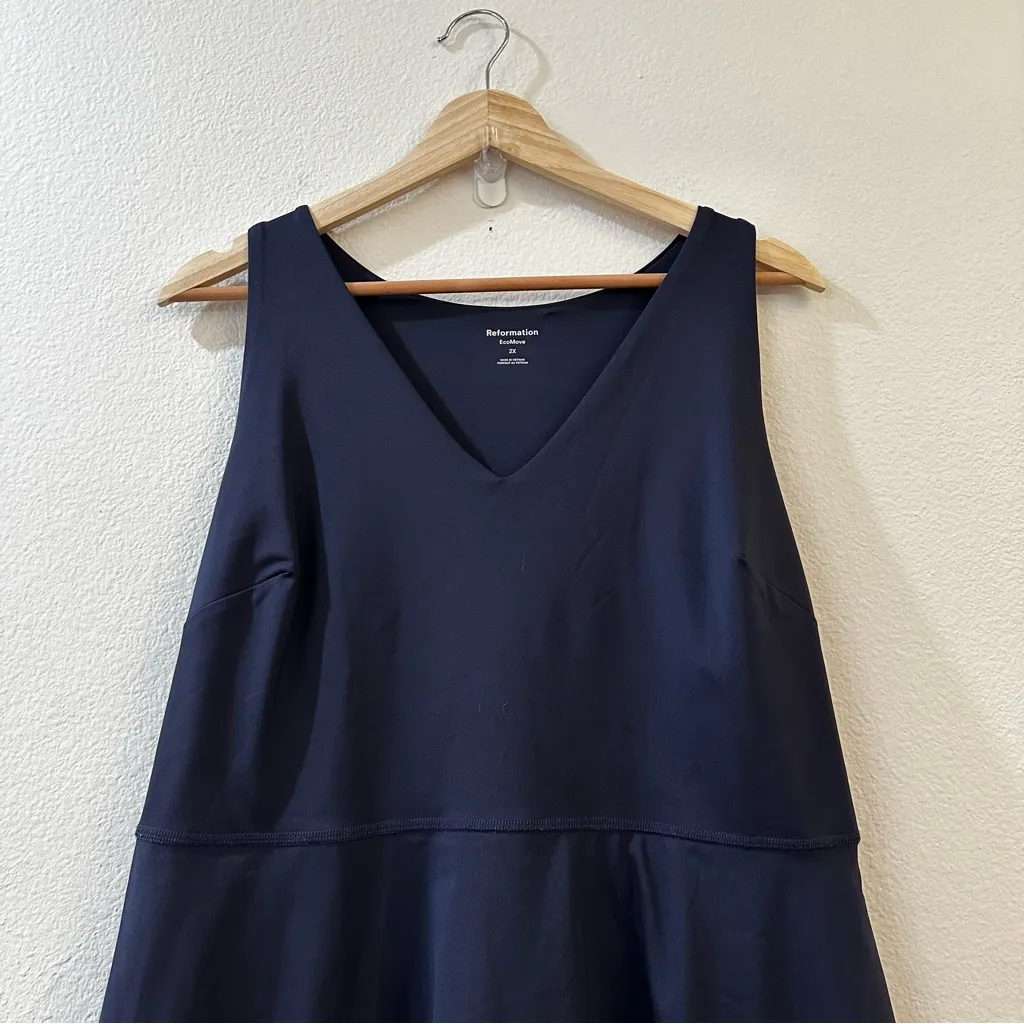 Reformation‎ Bella Ecomove Active Dress Plus Size 2X Navy Blue V-Neck Racerback - Image 3