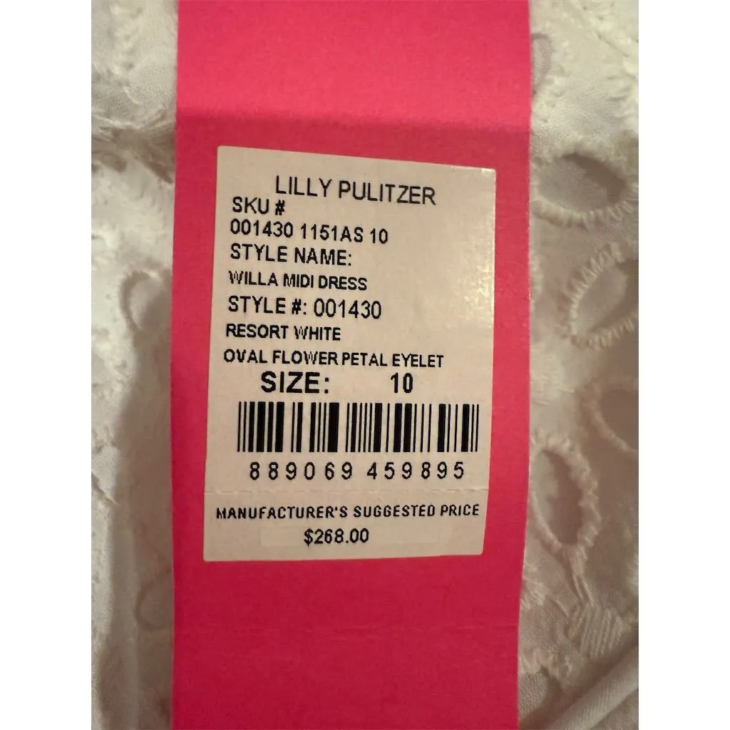 Lilly Pulitzer Willa Midi Dress Size 10 White Halter Fit & Flare Summer NWT - Image 10