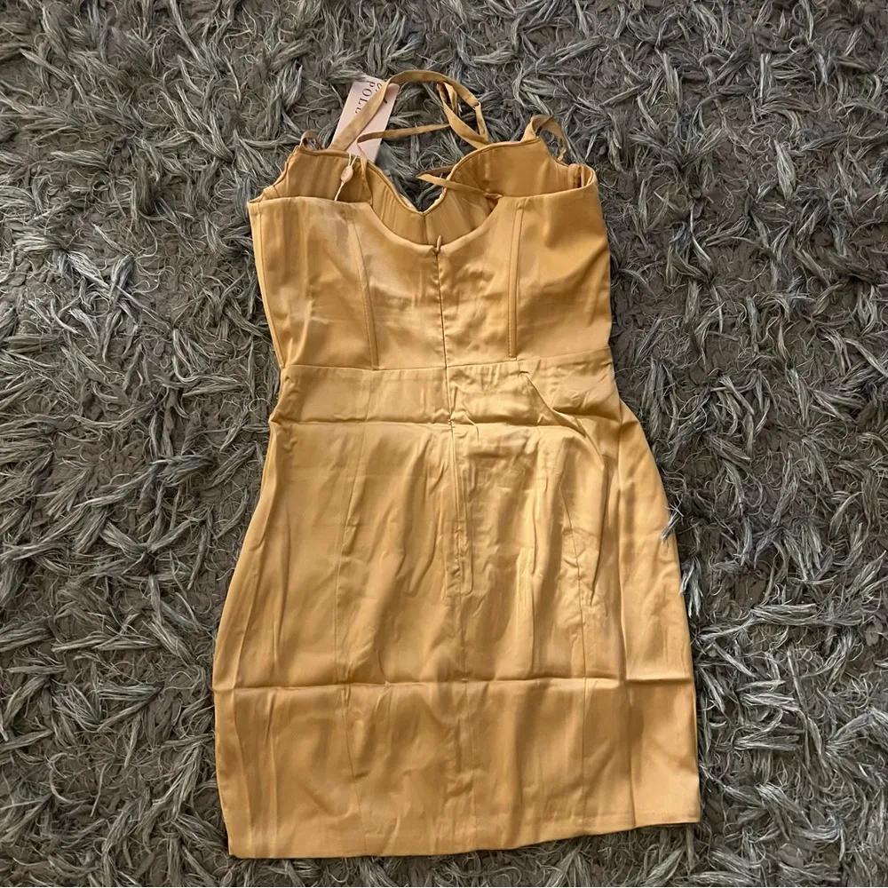 oh polly Pleated Bust Corset Mini Dress In Beige size 4 - Image 6