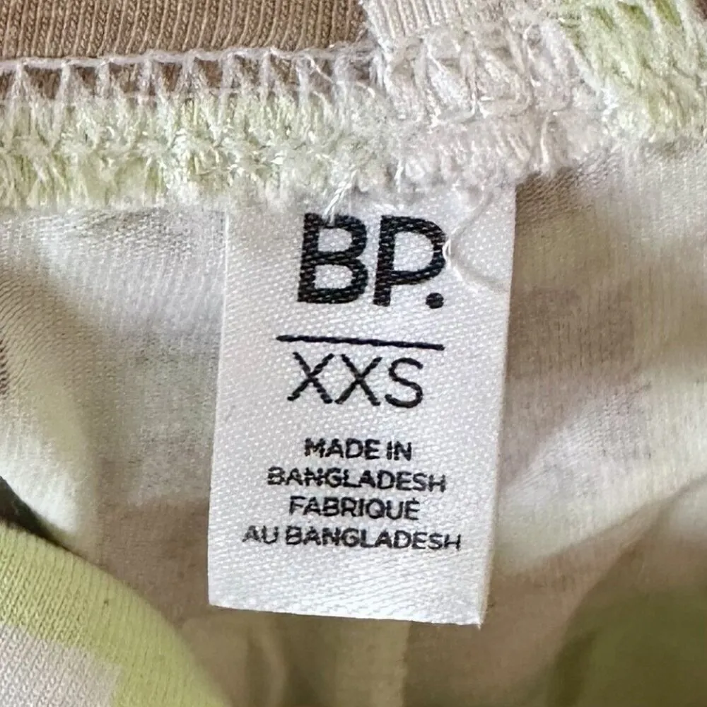 NWT bp High Waist Bike Shorts in Green Ivory Tic Tac Checkerboard - XXS - Image 3