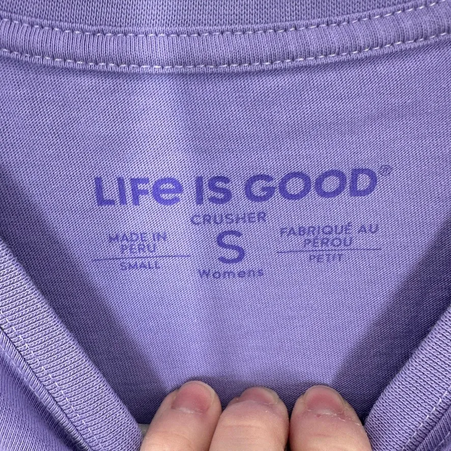 Life is Good Womens Purple Dog Leash Graphic T Shirt Crusher Tee Size Small - Image 4