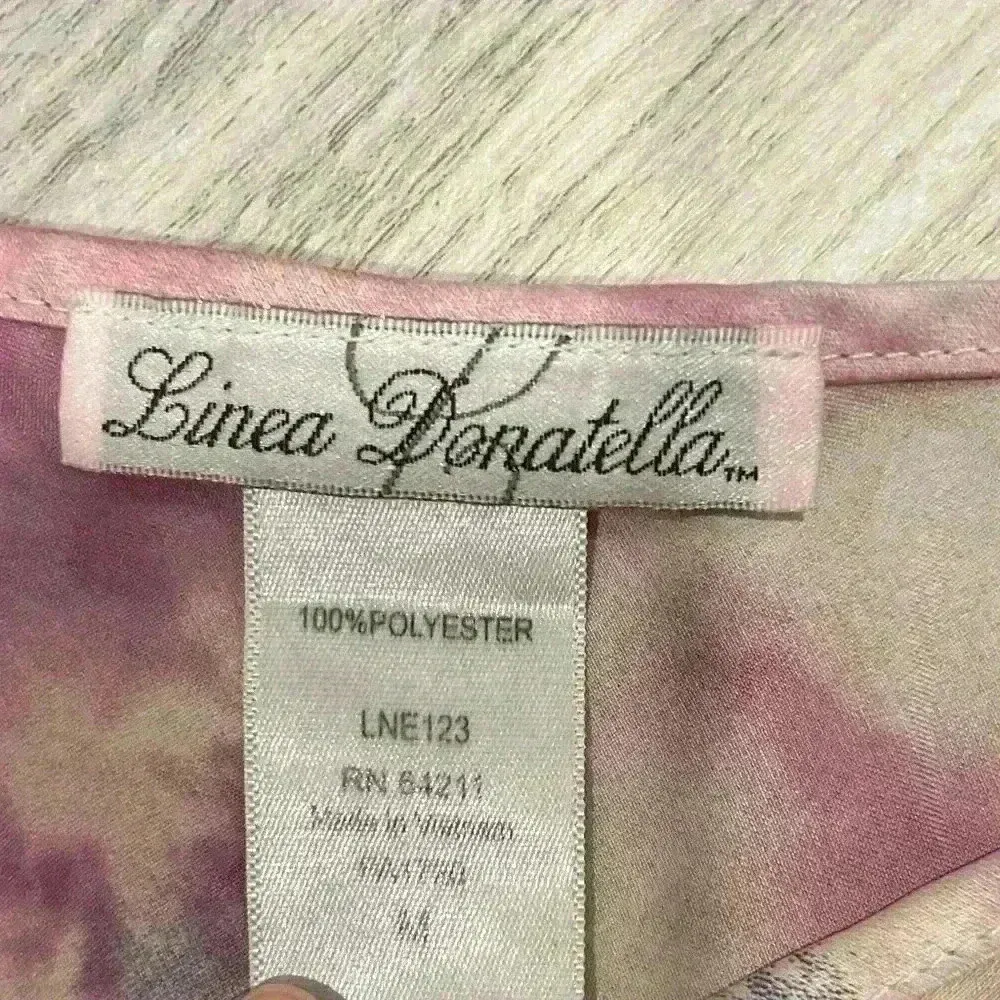 Linea Donatella Women’s Tie Dye Satin Full Length Maxi V Neck Slip Dress Size M - Image 2