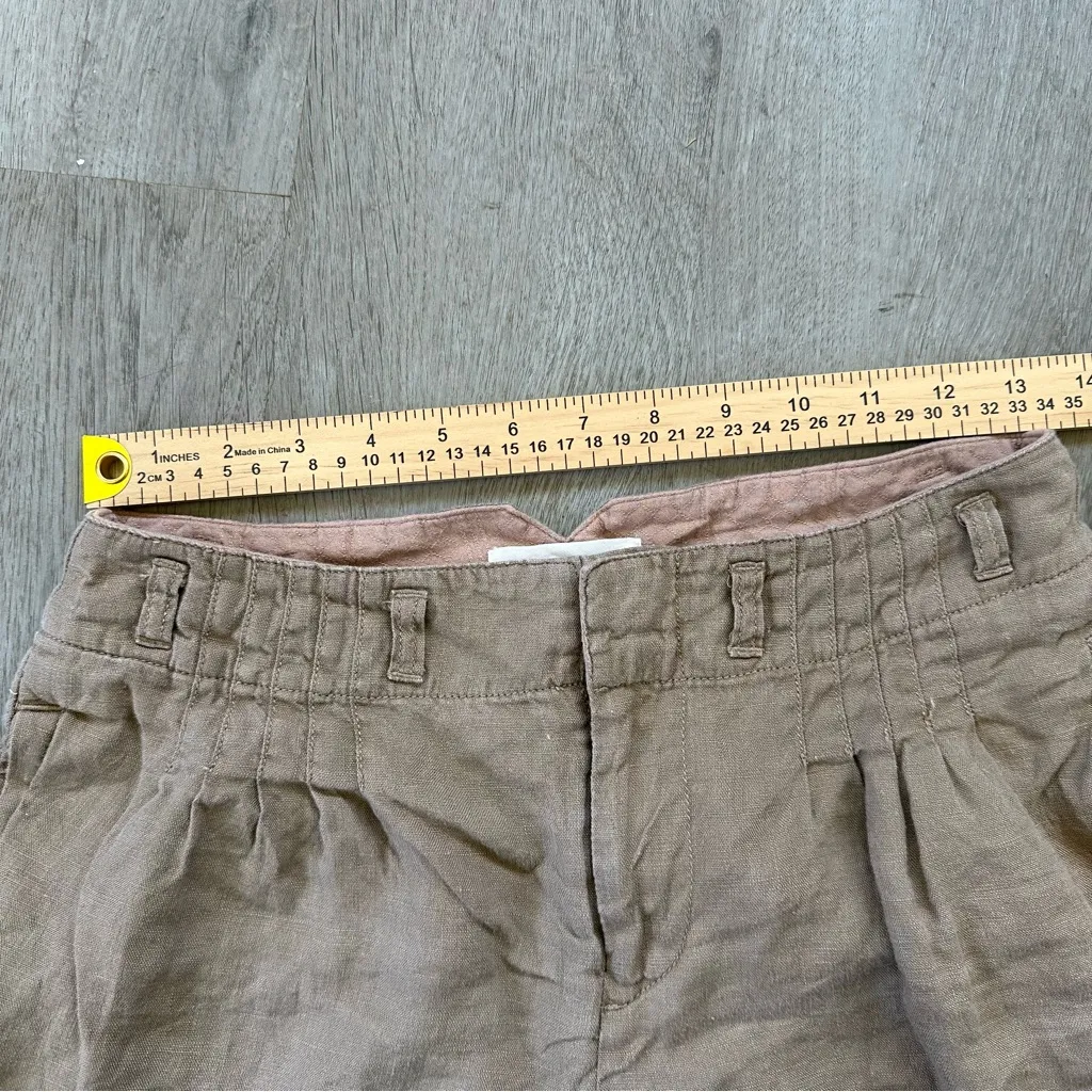 Anthropologie Pintuck Pleated Linen Shorts Women’s 0 Tan Beige - Image 7
