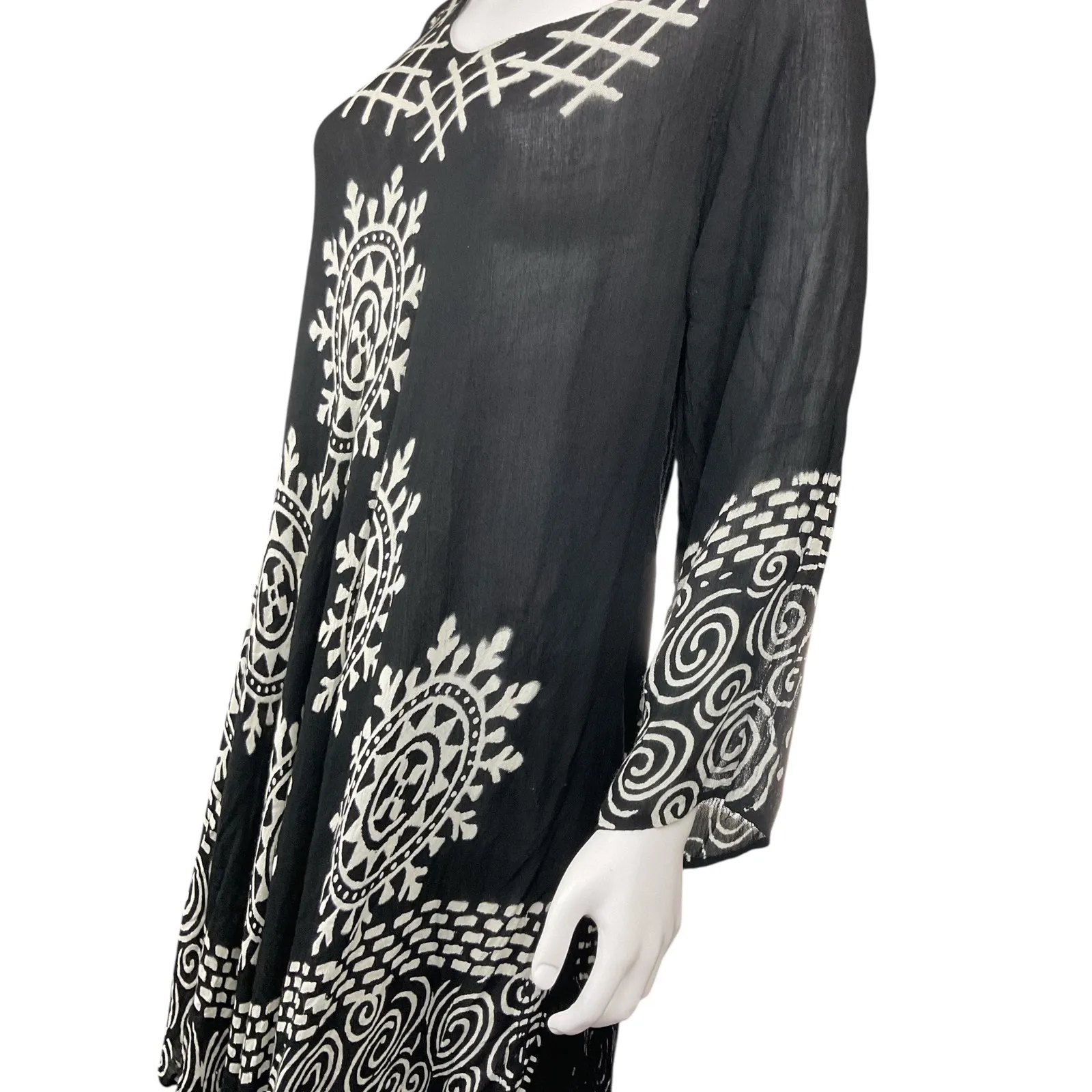 Jessica Taylor Dress Womens 1X Black White Print Boho Casual Flowy‎ - Image 5