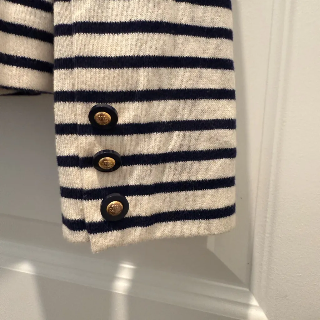 Tory Burch Navy and White Striped Blazer - Image 8