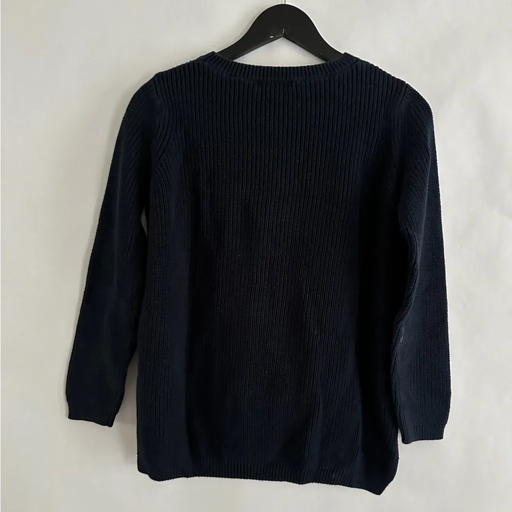 525 America Navy Blue Cotton Knit Sweater Size X-Small - Image 3