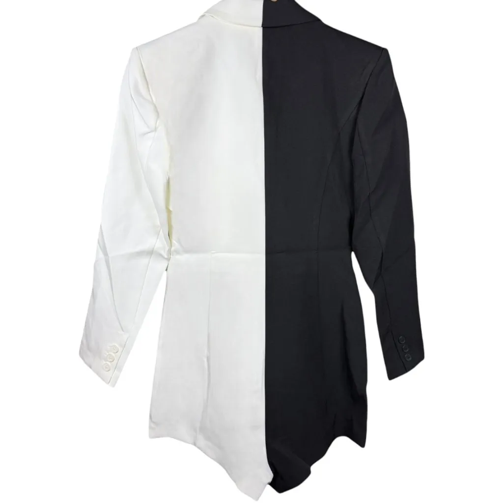 Endless Rose NWT Colorblock Contrast Blazer Romper Small Tuxedo Black White - Image 3