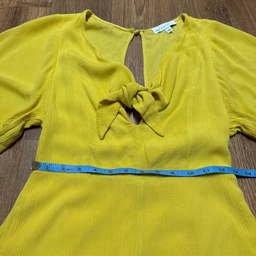 Louna Mustard Tie Romper Flutter Sleeve Open Back Size Small RTR Spring Summer Yellow - Image 11