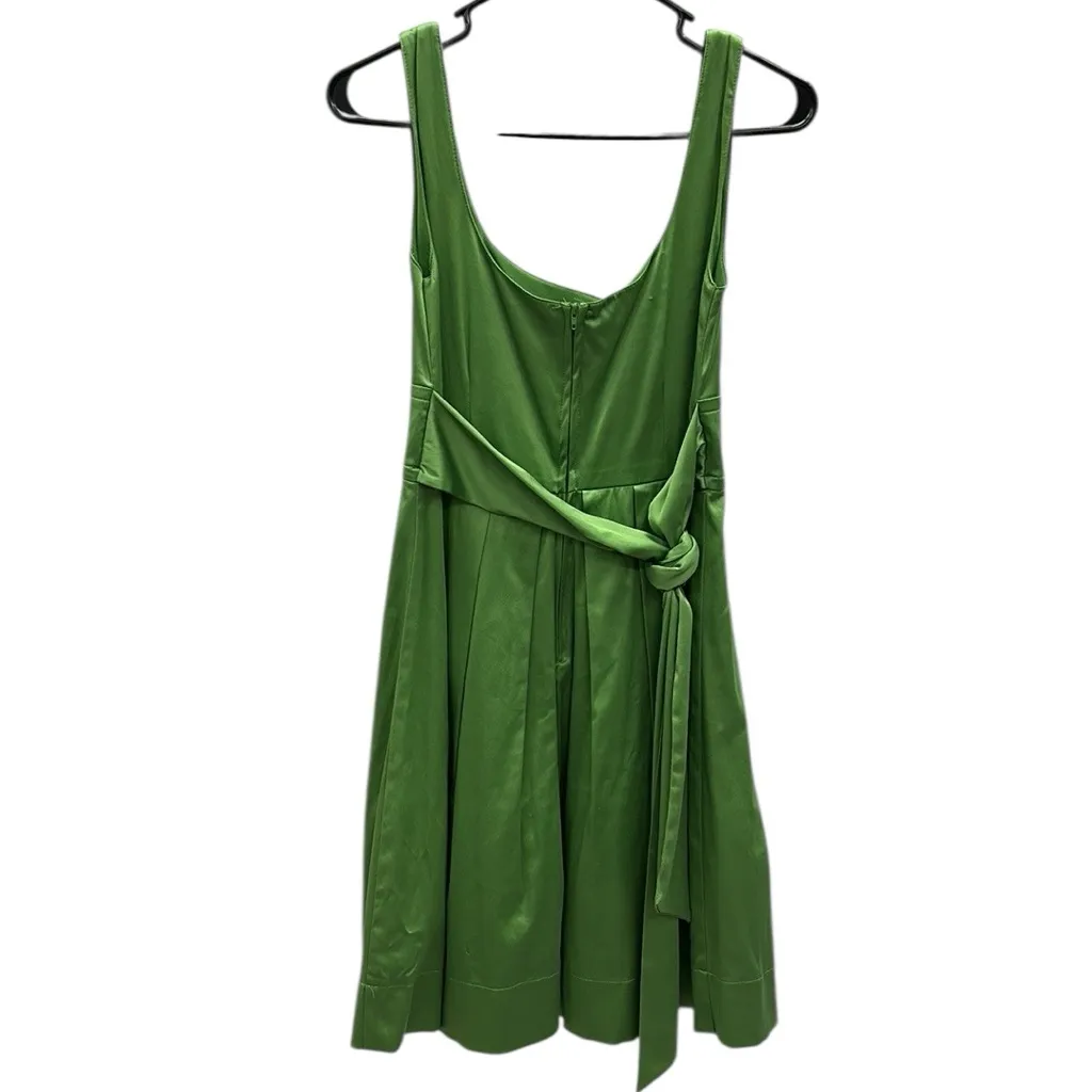 Teeze Me Green Satin Tulle Sleeveless Pleated Zip and Tie Back Cocktail Dress 7 - Image 10