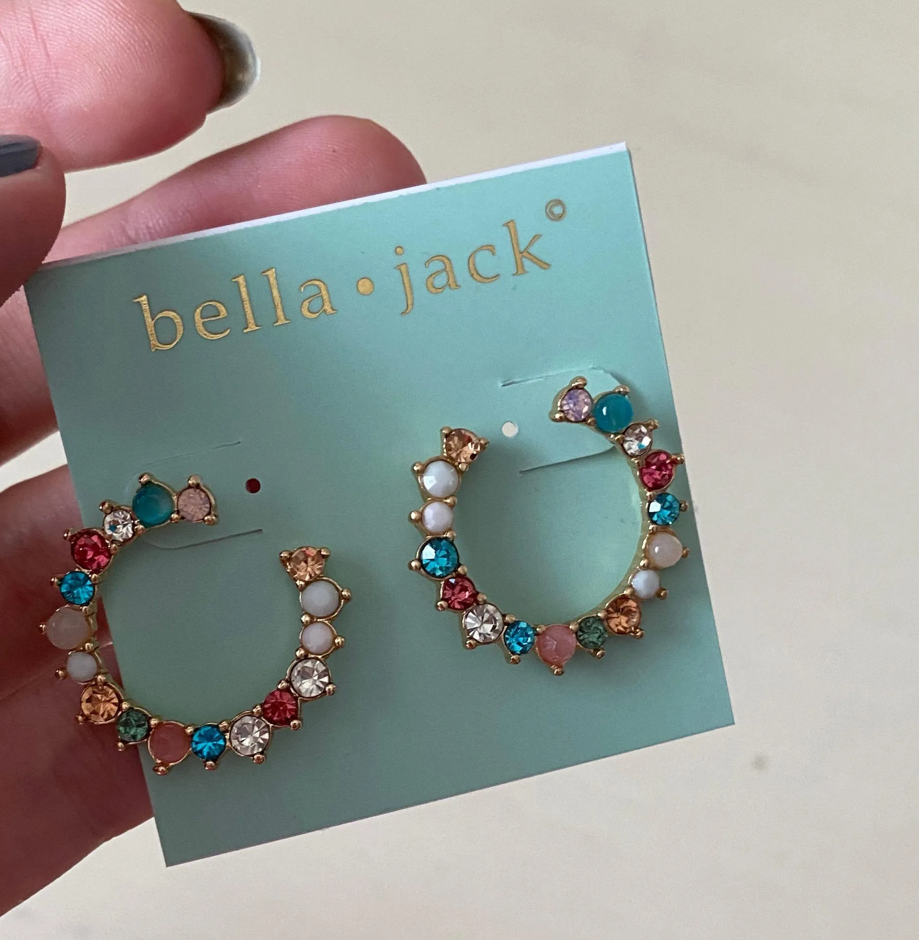 NWT bella jack multicolor rhinestone hoop earrings  - Image 2