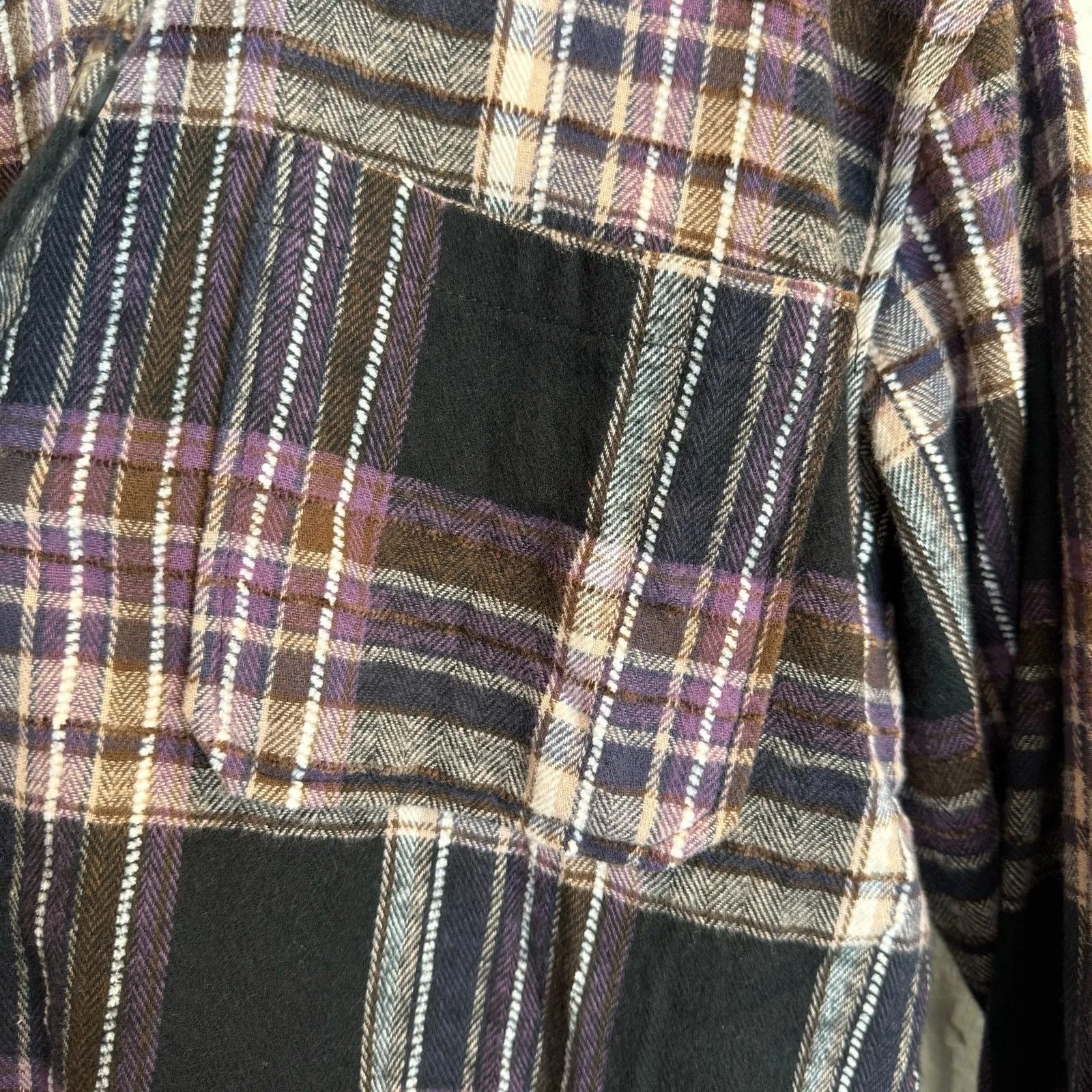 Lena Oversized High Low Purple Black Brown Snap Button Flannel - Image 9