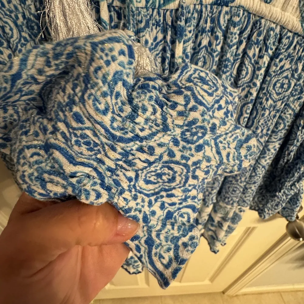 House of Harlow‎ 1960 Boho Floral Tiered Dress with Tassel Ties Size S - Image 6