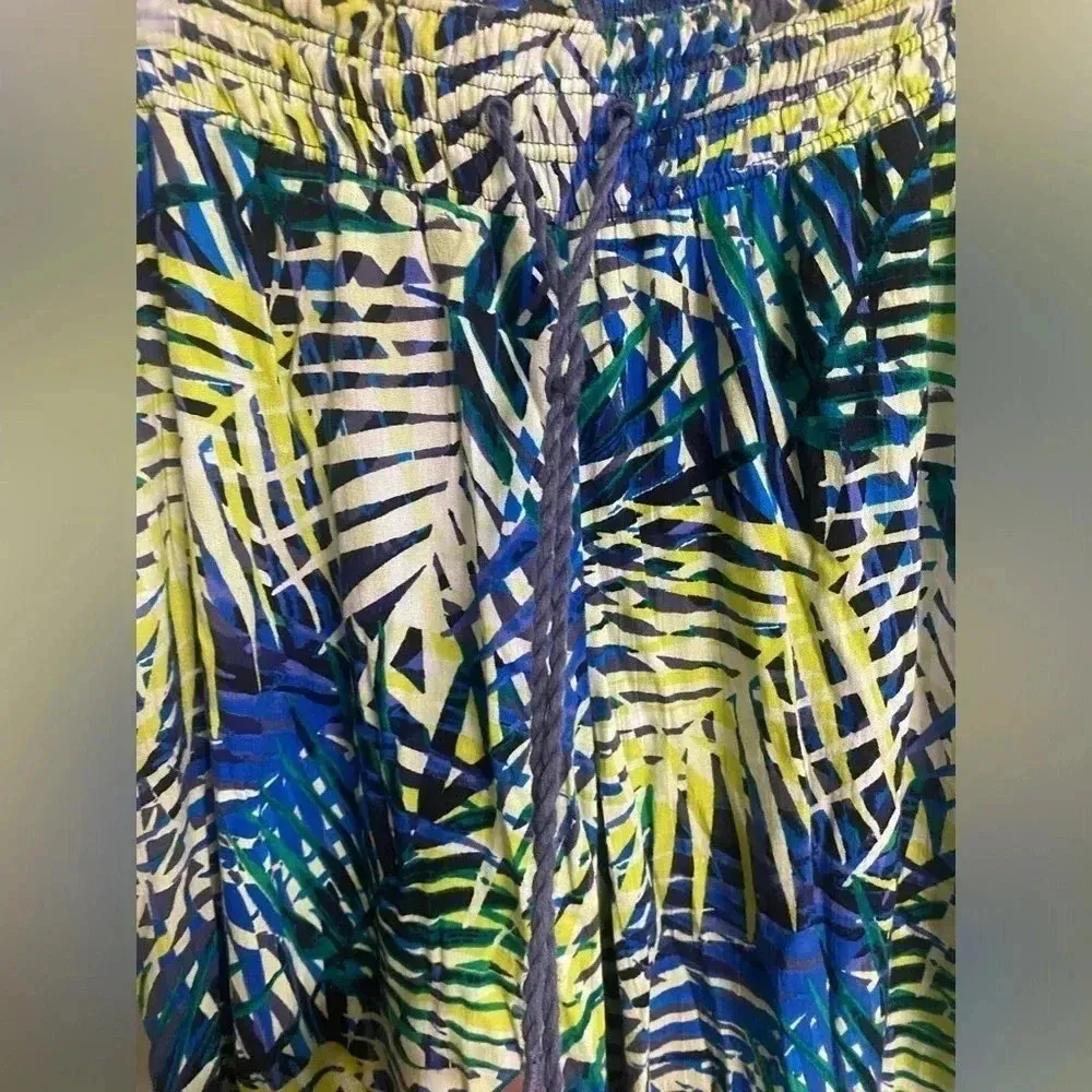 Aerie Beach Pants Palm Print Pull On Elastic Drawstring Size Small Wide Leg - Image 3