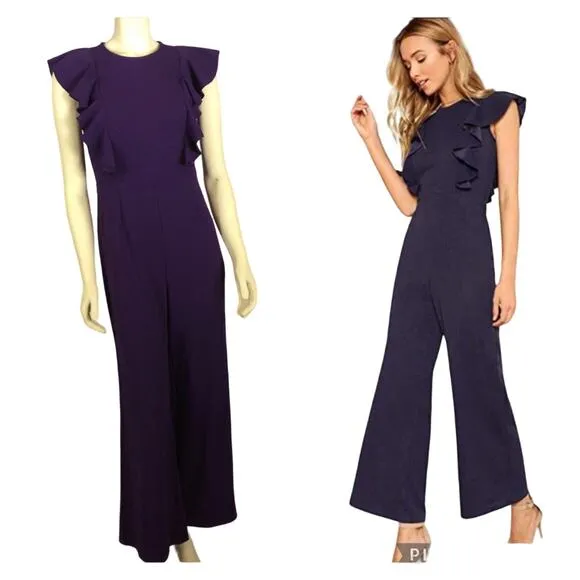 Boutique Ruffle Wide Leg Romper Jumpsuit Fancy purple in size small - Image 2