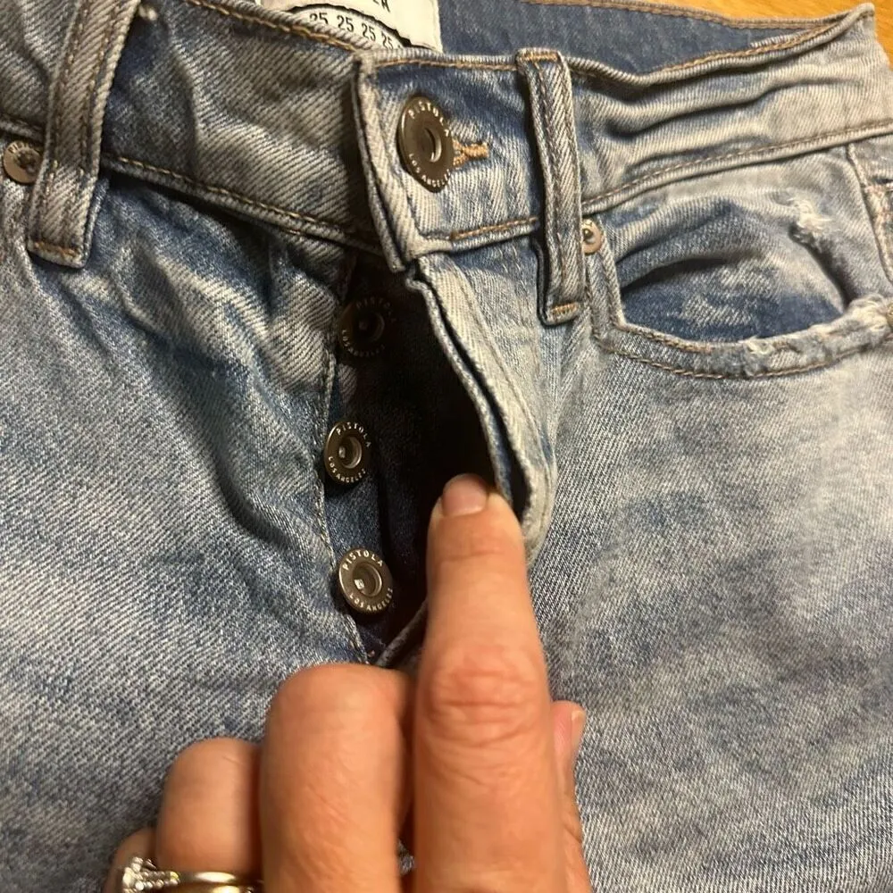 Pistola raw hem straight leg distressed jeans 25 button fly - Image 2