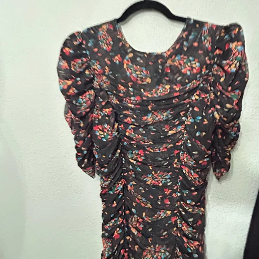 NEW Free People Briella Midi Women's Ruching Split Dress Small Twilight Baddie - Image 9