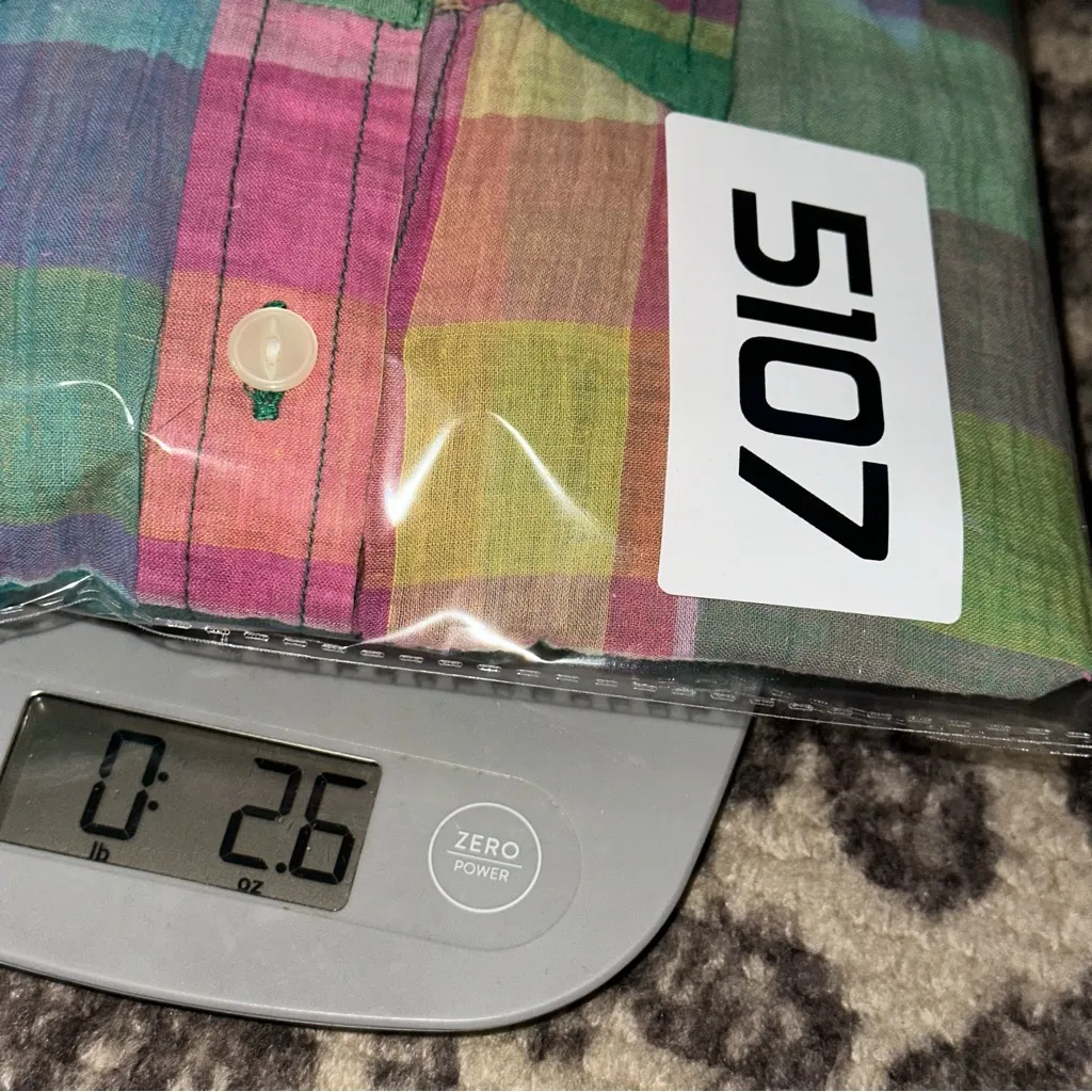 Lauren Ralph Lauren Sz 1X Green Pink Blue Plaid Cotton Roll Tab Button Up Shirt - Image 6