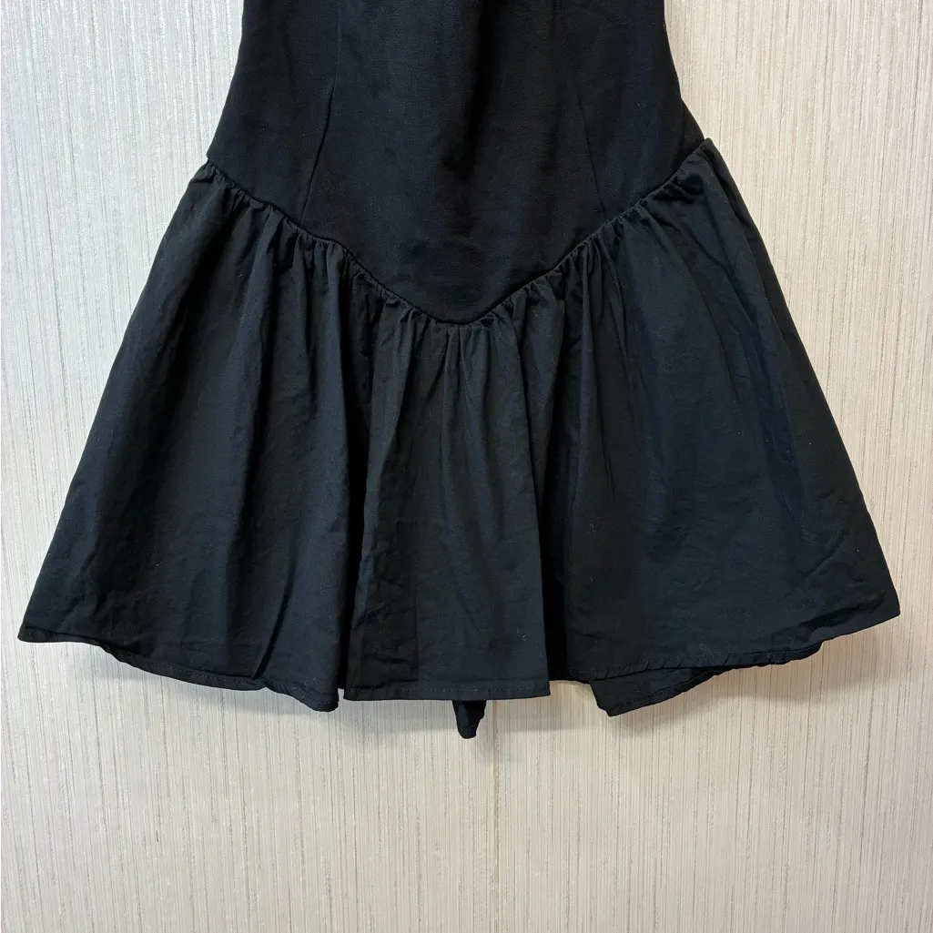 Black Halter Skater Romper peplum flared dress Large - Image 4